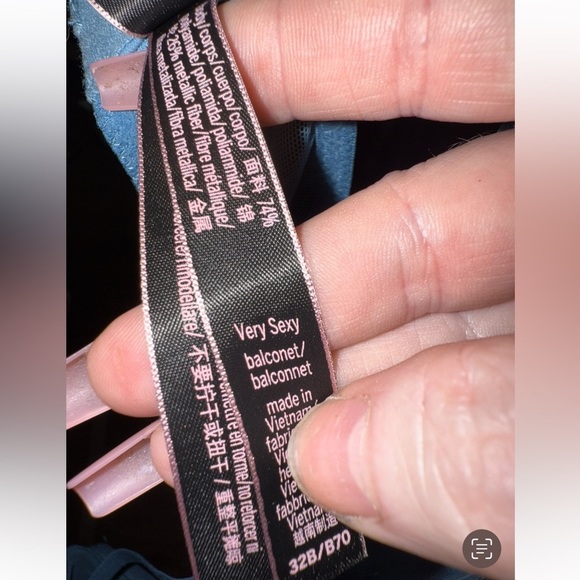 Victoria's Secret Very Sexy Floral Metallic Lace Studded Balconet Bra Blue 32B - Picture 13 of 16